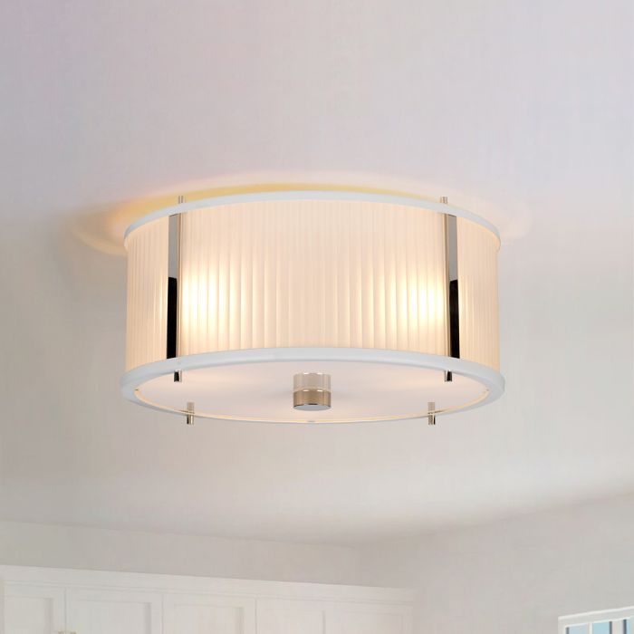 Elstead Lighting Corona 3 Light Pendant - White Satin Painted/ Polished Nickel