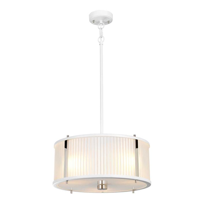 Elstead Lighting Corona 3 Light Pendant - White Satin Painted/ Polished Nickel