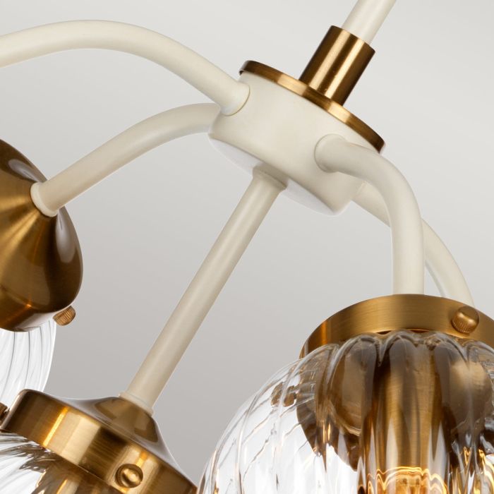 Elstead Lighting Cosmos 5 Light Pendant - Cream Painted And Aged Brass
