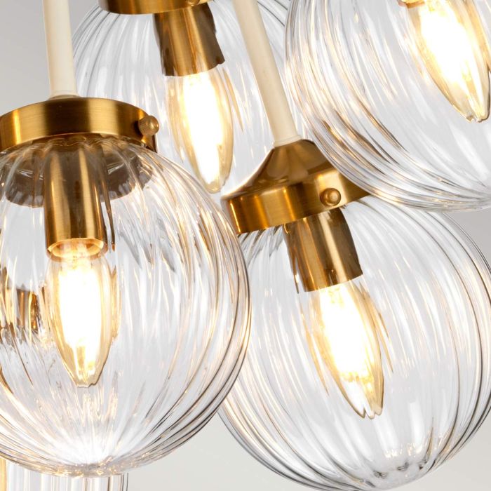 Elstead Lighting Cosmos 9 Light Pendant - Cream Painted And Aged Brass