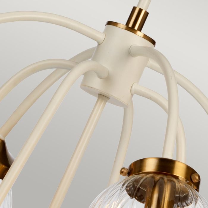 Elstead Lighting Cosmos 9 Light Pendant - Cream Painted And Aged Brass