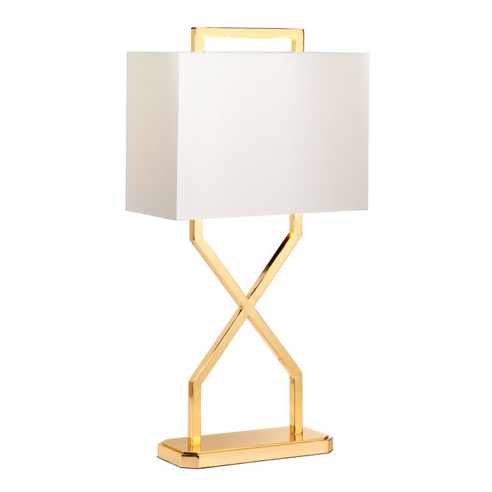elstead lighting Cross Table Lamp - Polished Gold with Ivory Shade