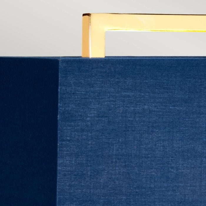 Elstead Lighting Cross Table Lamp - Polished Gold With Navy Blue Shade