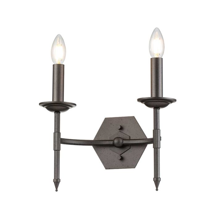 elstead lighting Crown 2 Light Wall Light - Iron Gate