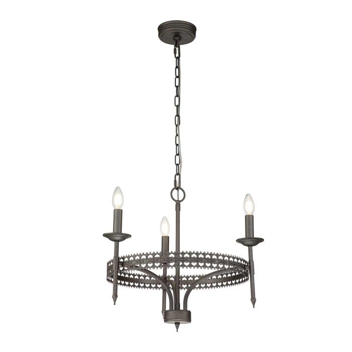 elstead lighting Crown 3 Light Chandelier - Iron Gate