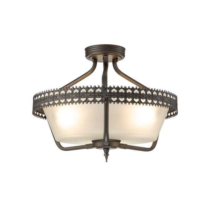 elstead lighting Crown 3 Light Semi-Flush/Pendant - Iron Gate