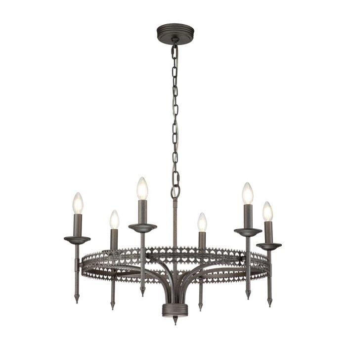 elstead lighting Crown 6 Light Chandelier - Iron Gate