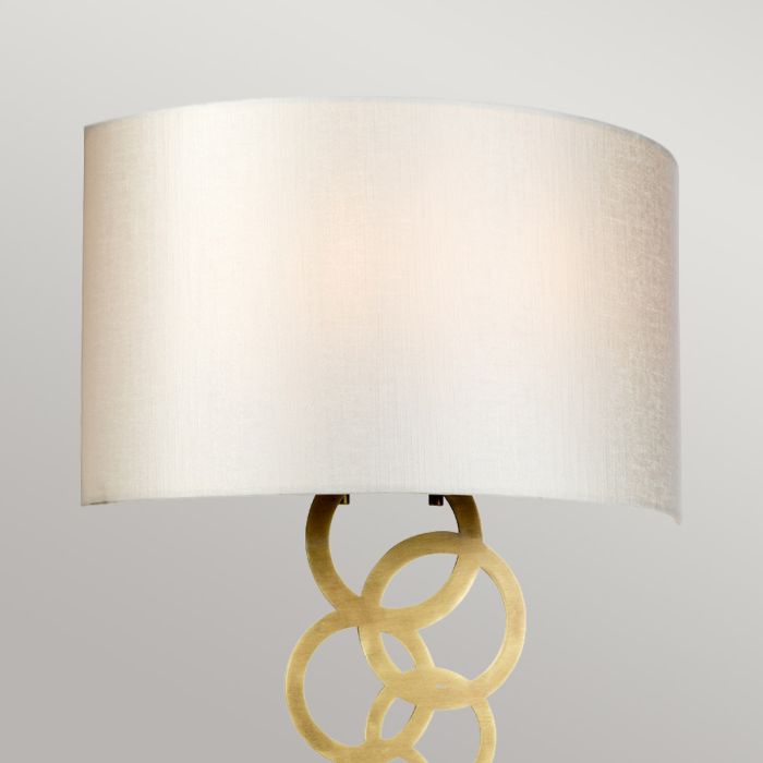 Elstead Lighting Curtis Large 2 Light Wall Light - Aged Brass With Ivory Faux Silk Shade