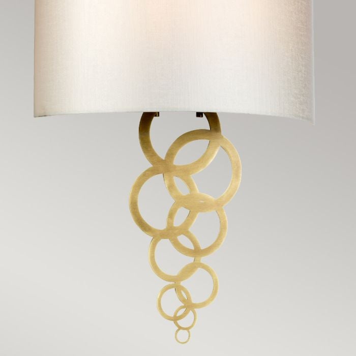 Elstead Lighting Curtis Large 2 Light Wall Light - Aged Brass With Ivory Faux Silk Shade