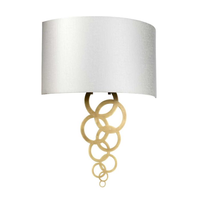 Elstead Lighting Curtis Large 2 Light Wall Light - Aged Brass With Ivory Faux Silk Shade