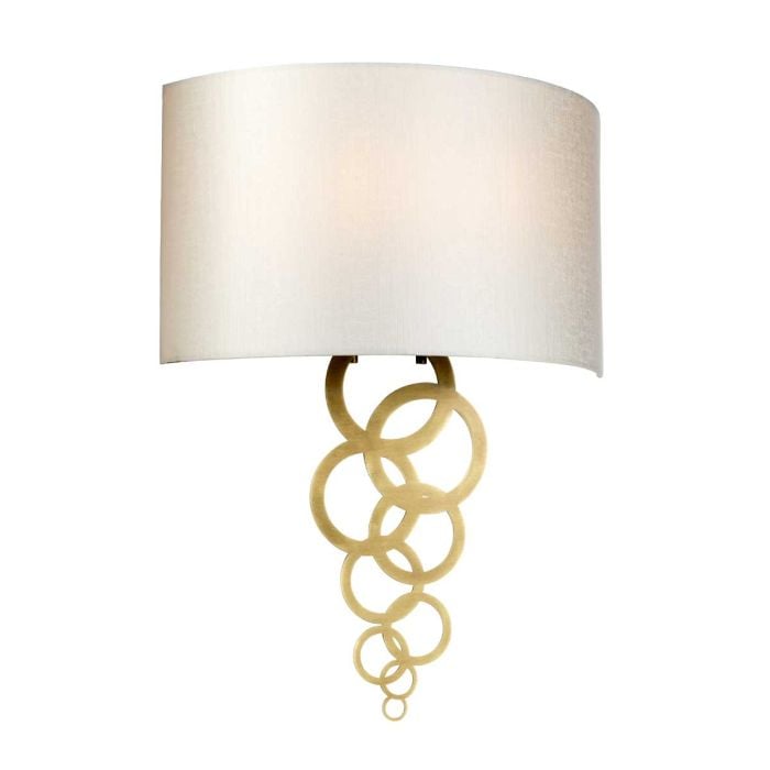 elstead lighting Curtis Large 2 Light Wall Light - Aged Brass with Ivory Faux Silk Shade