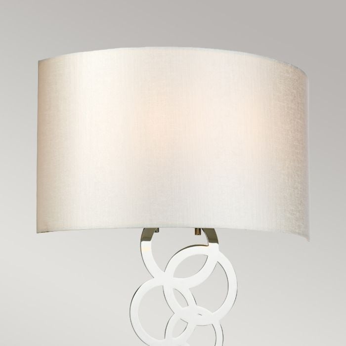 Elstead Lighting Curtis Large 2 Light Wall Light - Polished Chrome With Ivory Faux Silk Shade