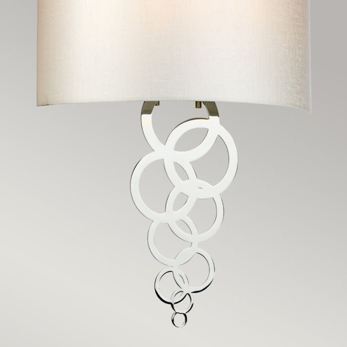 Elstead Lighting Curtis Large 2 Light Wall Light - Polished Chrome With Ivory Faux Silk Shade