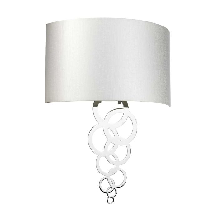Elstead Lighting Curtis Large 2 Light Wall Light - Polished Chrome With Ivory Faux Silk Shade