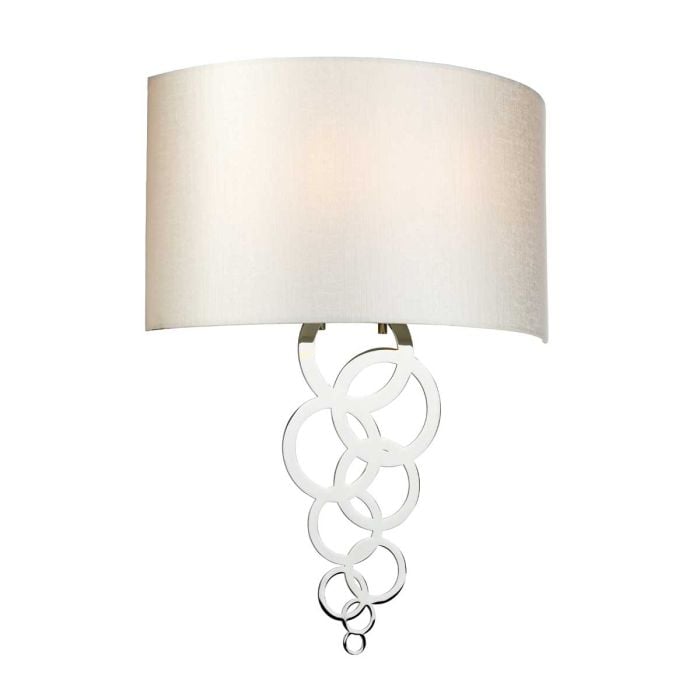 elstead lighting Curtis Large 2 Light Wall Light - Polished Chrome with Ivory Faux Silk Shade