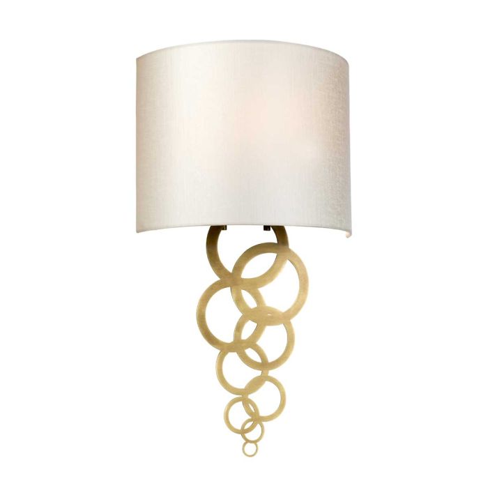 elstead lighting Curtis Medium 1 Light Wall Light - Aged Brass with Ivory Faux Silk Shade