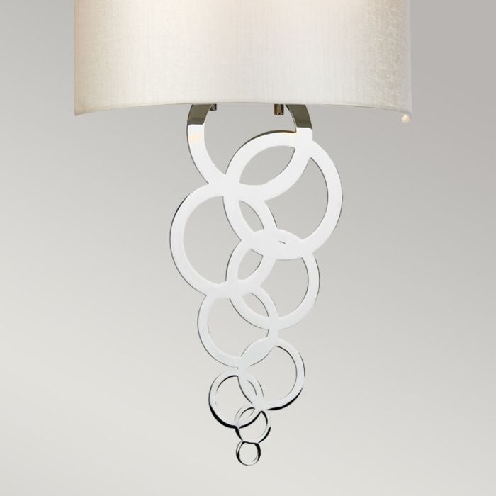 Elstead Lighting Curtis Medium 1 Light Wall Light - Polished Chrome With Ivory Faux Silk Shade
