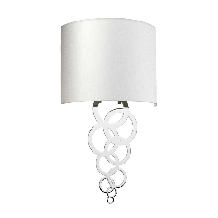 Elstead Lighting Curtis Medium 1 Light Wall Light - Polished Chrome With Ivory Faux Silk Shade