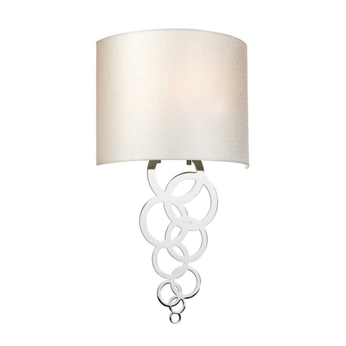 elstead lighting Curtis Medium 1 Light Wall Light - Polished Chrome with Ivory Faux Silk Shade