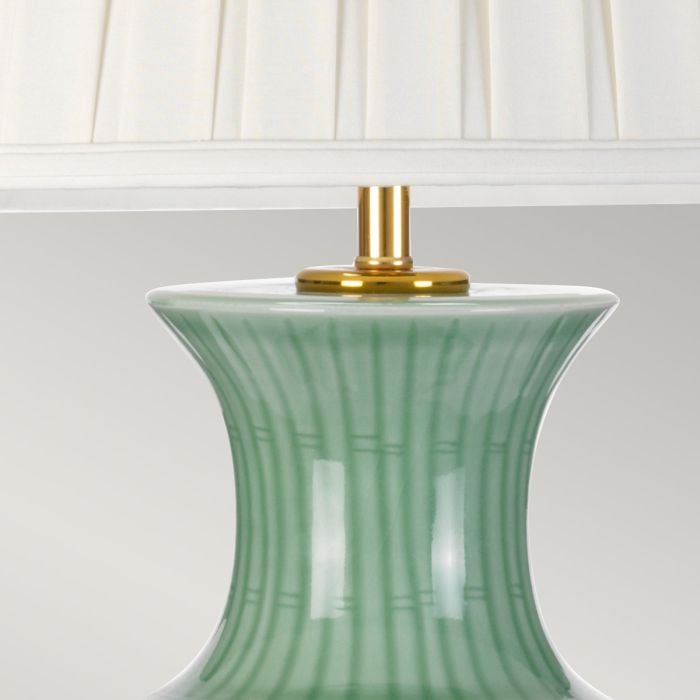 Elstead Lighting Dalian 1 Light Table Lamp With Tall Empire Shade - Celadon With Ivory Shade