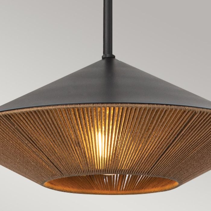 Elstead Lighting Daphne 1 Lt Large Pendant - Matte Black & Natural