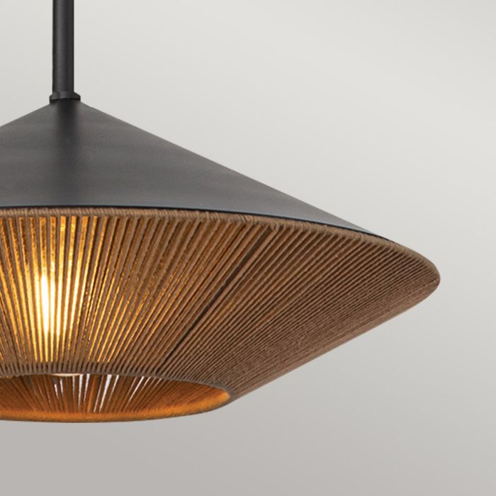 Elstead Lighting Daphne 1 Lt Large Pendant - Matte Black & Natural