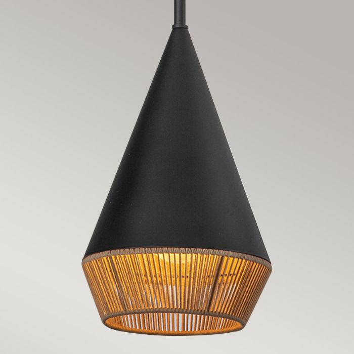Elstead Lighting Daphne 1 Lt Small Pendant - Matte Black & Natural