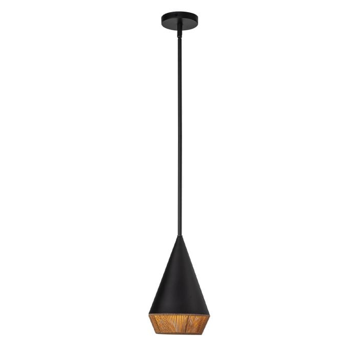 Elstead Lighting Daphne 1 Lt Small Pendant - Matte Black & Natural