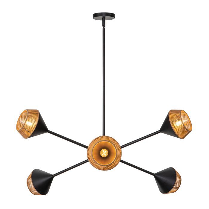 Elstead Lighting Daphne 6 Lt Chandelier - Matte Black & Natural