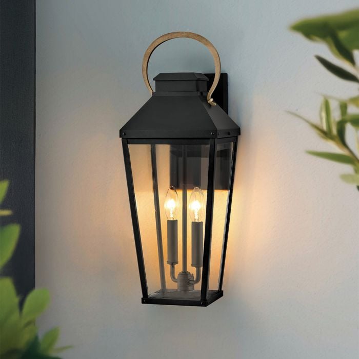 Elstead Lighting Dawson 1 Lt Outdoor Large Wall Lantern - Black With Burnished Bronze Accent