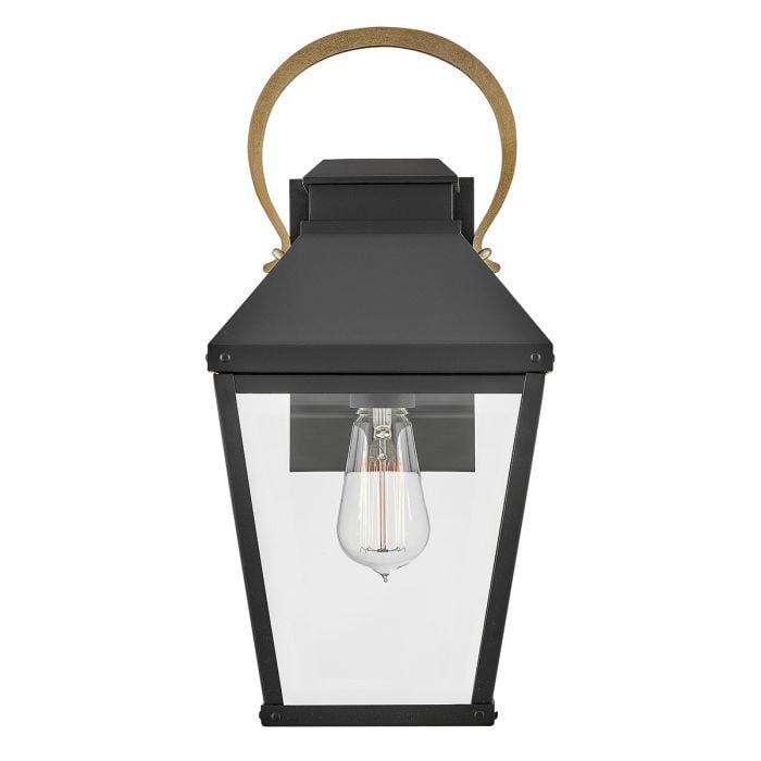 Elstead Lighting Dawson 1 Lt Outdoor Medium Wall Lantern - Black With Burnished Bronze Accent
