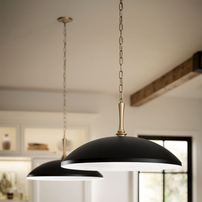 Elstead Lighting Delarosa 1 Lt Ceiling Pendant - Black & Champagne Bronze