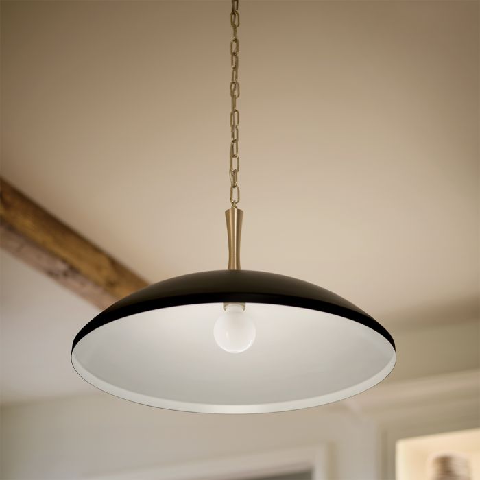 Elstead Lighting Delarosa 1 Lt Ceiling Pendant - Black & Champagne Bronze