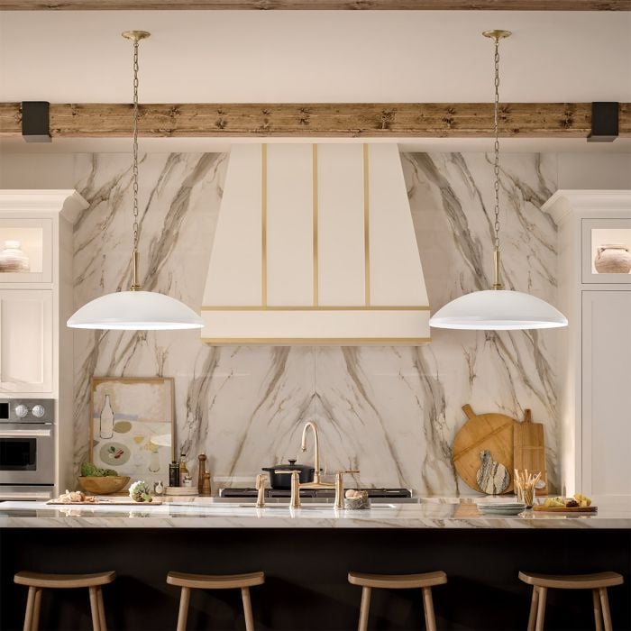 Elstead Lighting Delarosa 1 Lt Ceiling Pendant - White & Champagne Bronze