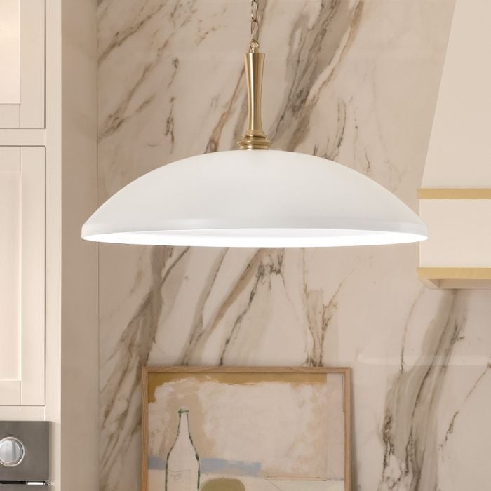 Elstead Lighting Delarosa 1 Lt Ceiling Pendant - White & Champagne Bronze
