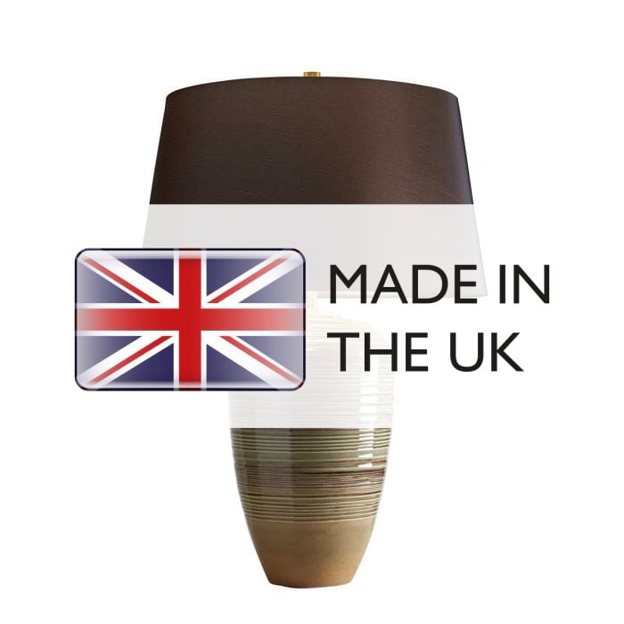 Elstead Lighting Demeter 1 Light Table Lamp - Green And Brown Glaze With Brown Shade