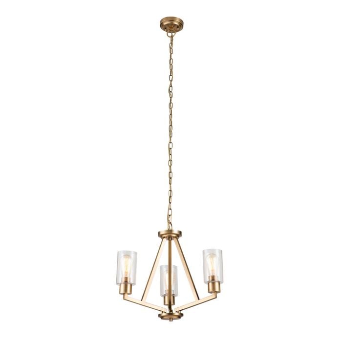 elstead lighting Deryn 3 Light Chandelier - Natural Brass