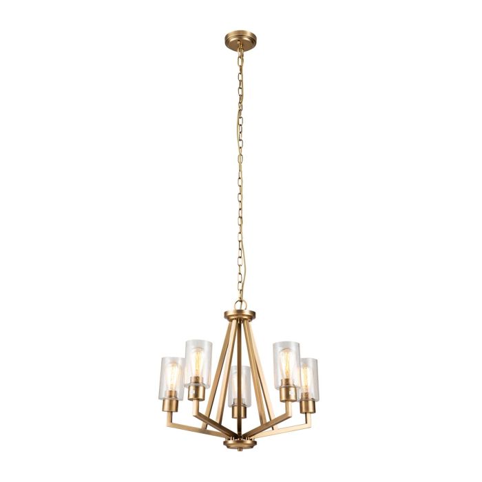 elstead lighting Deryn 5 Light Chandelier - Natural Brass