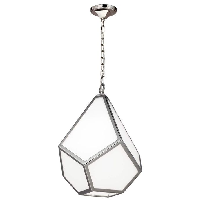 elstead lighting Diamond 1 Light Medium Pendant - Polished Nickel