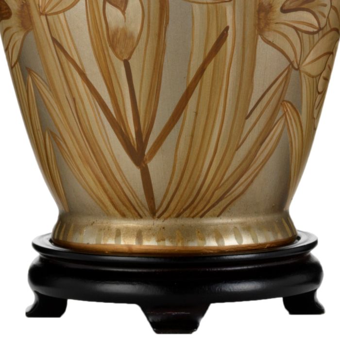 Elstead Lighting Dian 1 Light Table Lamp With Tall Empire Shade - Silver And Gold With Ivory With Black And Gold Trim Shade