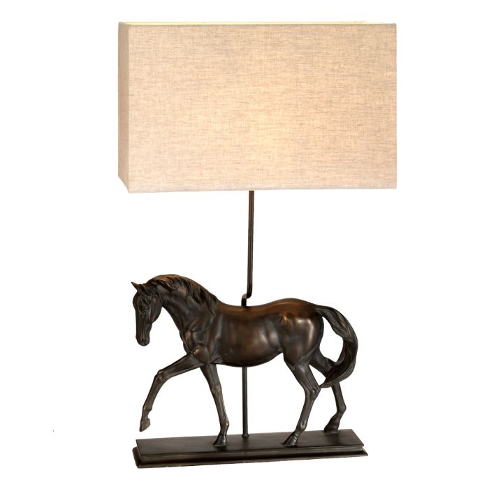 elstead lighting Dorado 1 Light Table Lamp with Rectangle Shade - Bronze Patina with Natural Shade