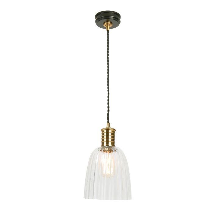 elstead lighting Douille 1 Light Pendant - Black/Polished Brass
