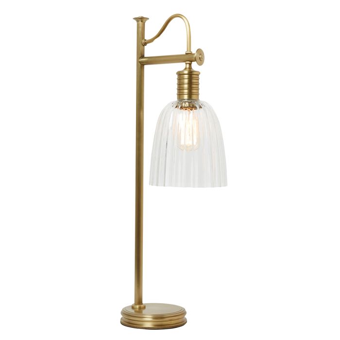 elstead lighting Douille 1 Light Table Lamp - Aged Brass with Clear Shade