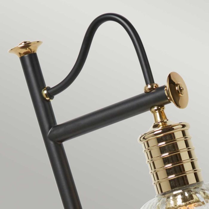 Elstead Lighting Douille 1 Light Table Lamp - Black/Polished Brass With Clear Shade