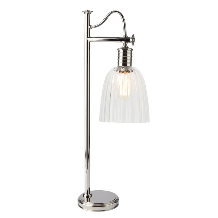 elstead lighting Douille 1 Light Table Lamp - Polished Nickel with Clear Shade