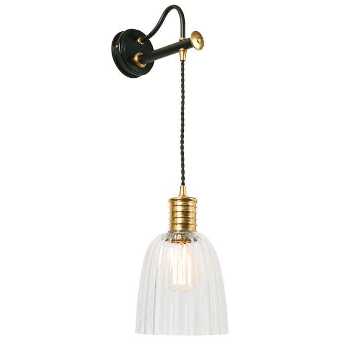 elstead lighting Douille 1 Light Wall Light - Black/Polished Brass