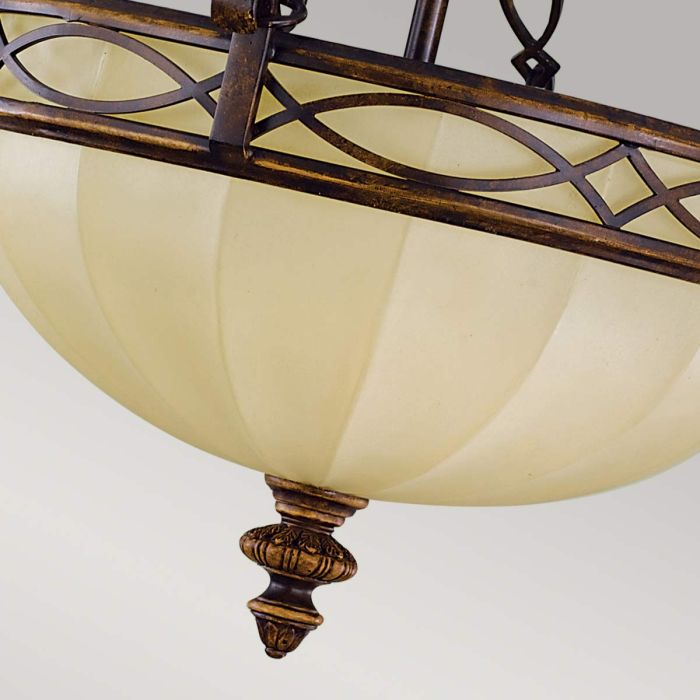 Elstead Lighting Drawing Room 2 Light Flush - Walnut With Traditional Edwardian Style