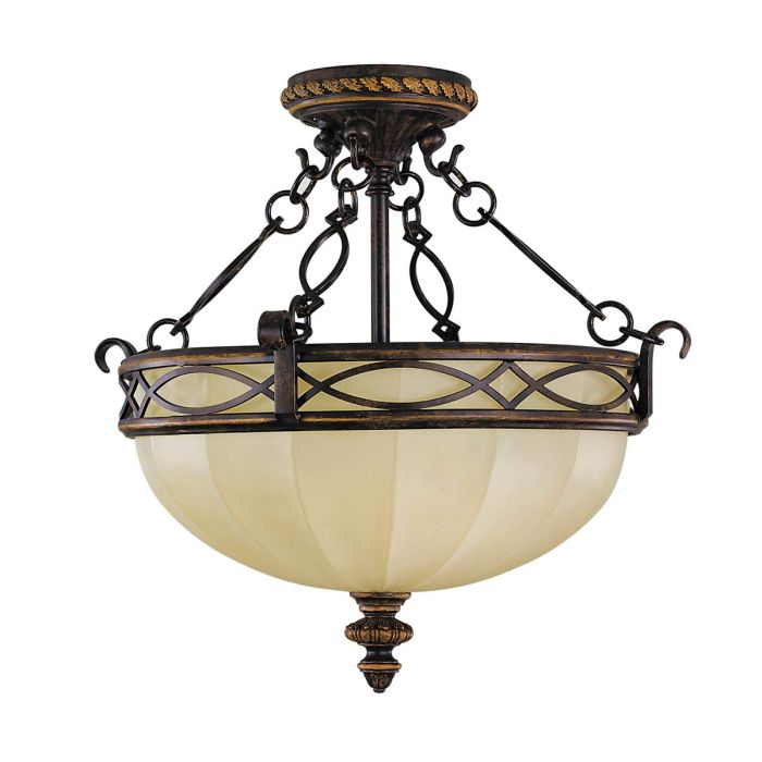 elstead lighting Drawing Room 2 Light Flush - Walnut with traditional Edwardian style