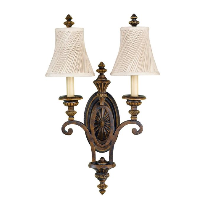 elstead lighting Drawing Room 2 Light Wall Light - Walnut