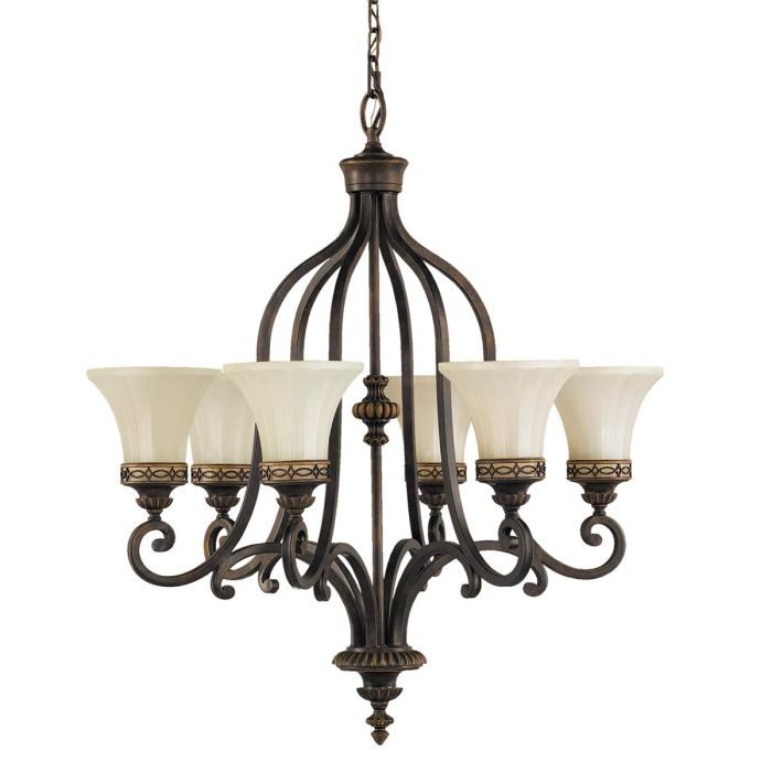 elstead lighting Drawing Room 6 Light Chandelier - Walnut